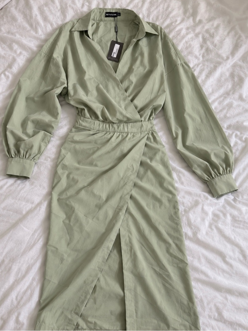 Sage khaki midi shirt dress